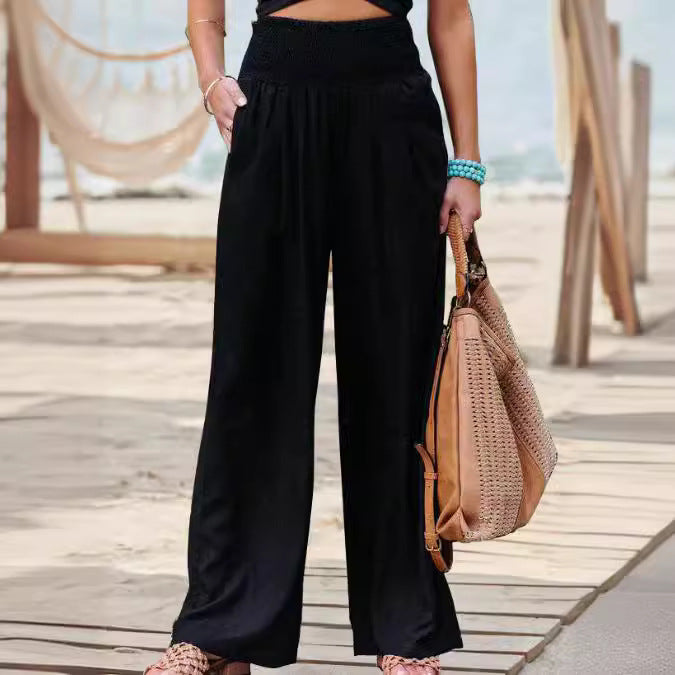 Pantalon femme ample – Coupe décontractée – Tissu respirant – Taille élastique