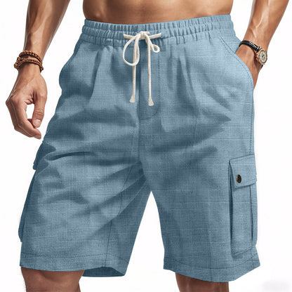 Short cargo homme – Coupe décontractée – Taille élastique – Tissu respirant – Multi-poches
