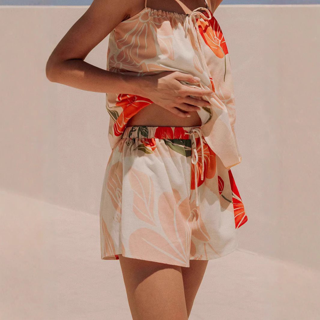 Haut sans manches femme – Coupe ample – Tissu respirant – Imprimé floral – Décontracté