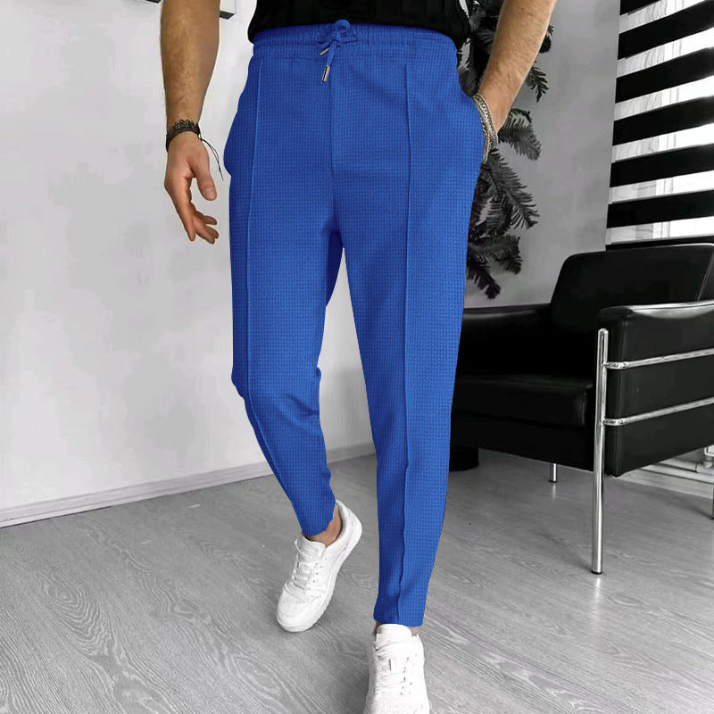 Pantalon homme – Coupe slim – Taille élastique avec cordon – Tissu stretch confortable