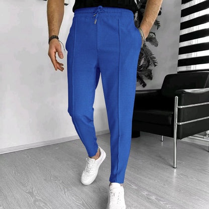 Pantalon homme – Coupe slim – Taille élastique avec cordon – Tissu stretch confortable