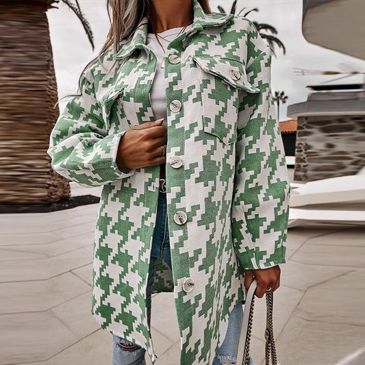 Veste femme oversize – Coupe ample – Tissu coton – Boutonnage – Poches poitrine