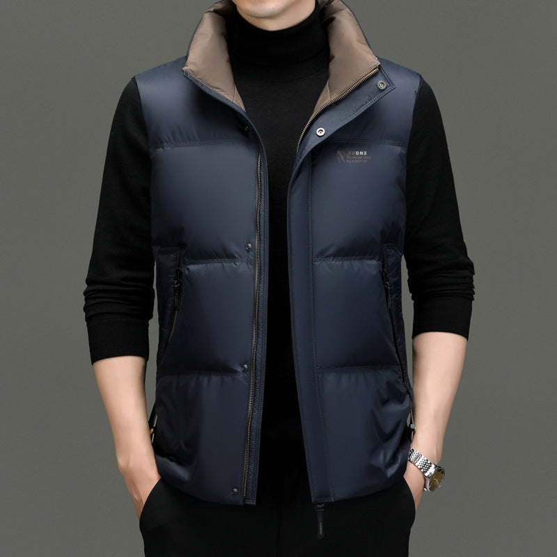 Gilet sans manches homme – Duvet léger – Coupe structurée – Col montant zippé