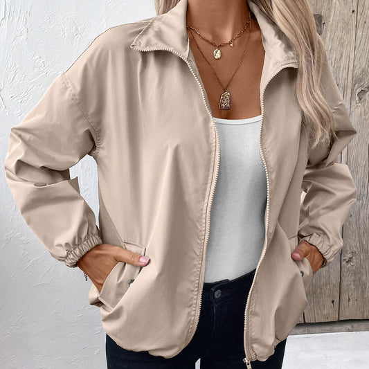 Veste décontractée femme – Coupe ample – Imperméable – Longueur hanches – Zip frontal