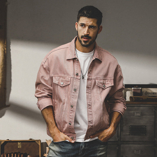 Veste en jean homme – Coupe décontractée – Fermeture boutonnée – Poches à rabat