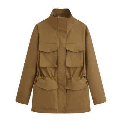 Veste coupe-vent femme – Coupe ample – Col montant – Tissu léger déperlant – Zip frontal