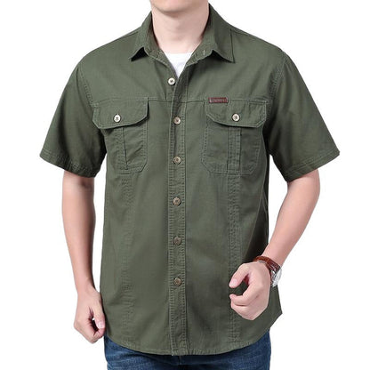 Chemise de travail homme – manches courtes – coupe décontractée – poches à rabat