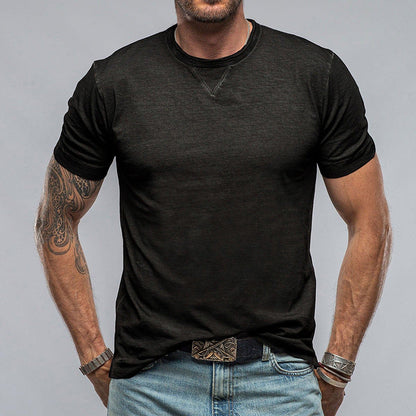 T-shirt homme – Coupe décontractée – Coton doux – Manches courtes – Col rond classique