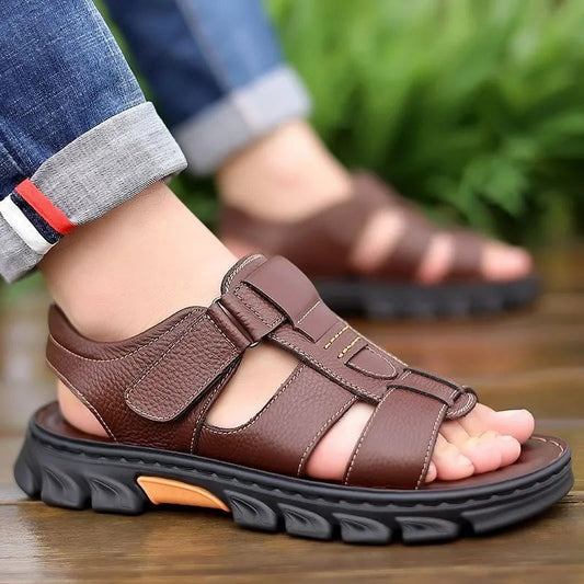 Sandales homme – Bout ouvert – Semelle épaisse – Brides réglables – Confort décontracté