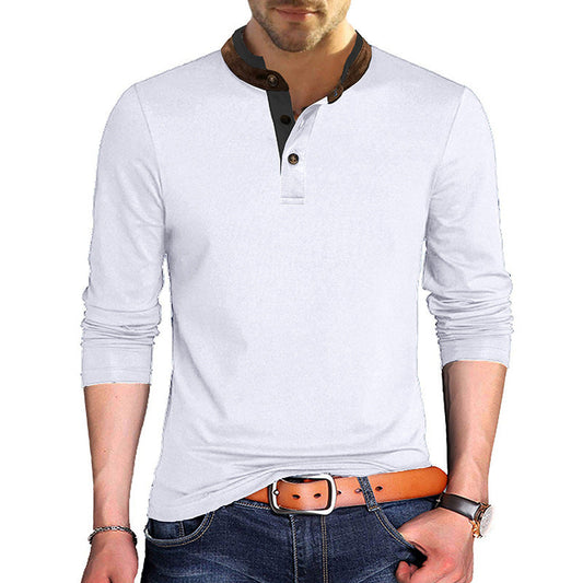 Chemise homme manches longues – Coupe slim – Col moderne – Coton respirant – Patte boutonnée