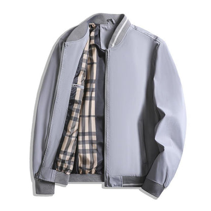 Veste homme – Coupe décontractée – Col et poignets côtelés – Fermeture zippée – Doublure à carreaux