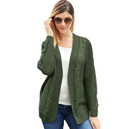 Cardigan femme – Maille épaisse – Coupe oversize – Devant ouvert – Motif torsadé