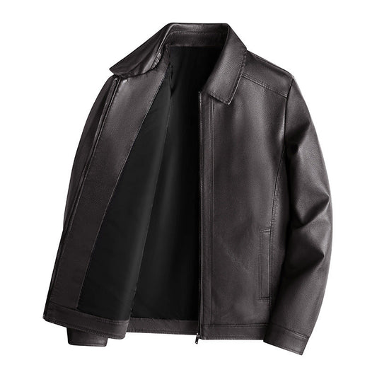 Veste homme – Coupe ajustée – Simili cuir lisse – Col montant – Fermeture zippée