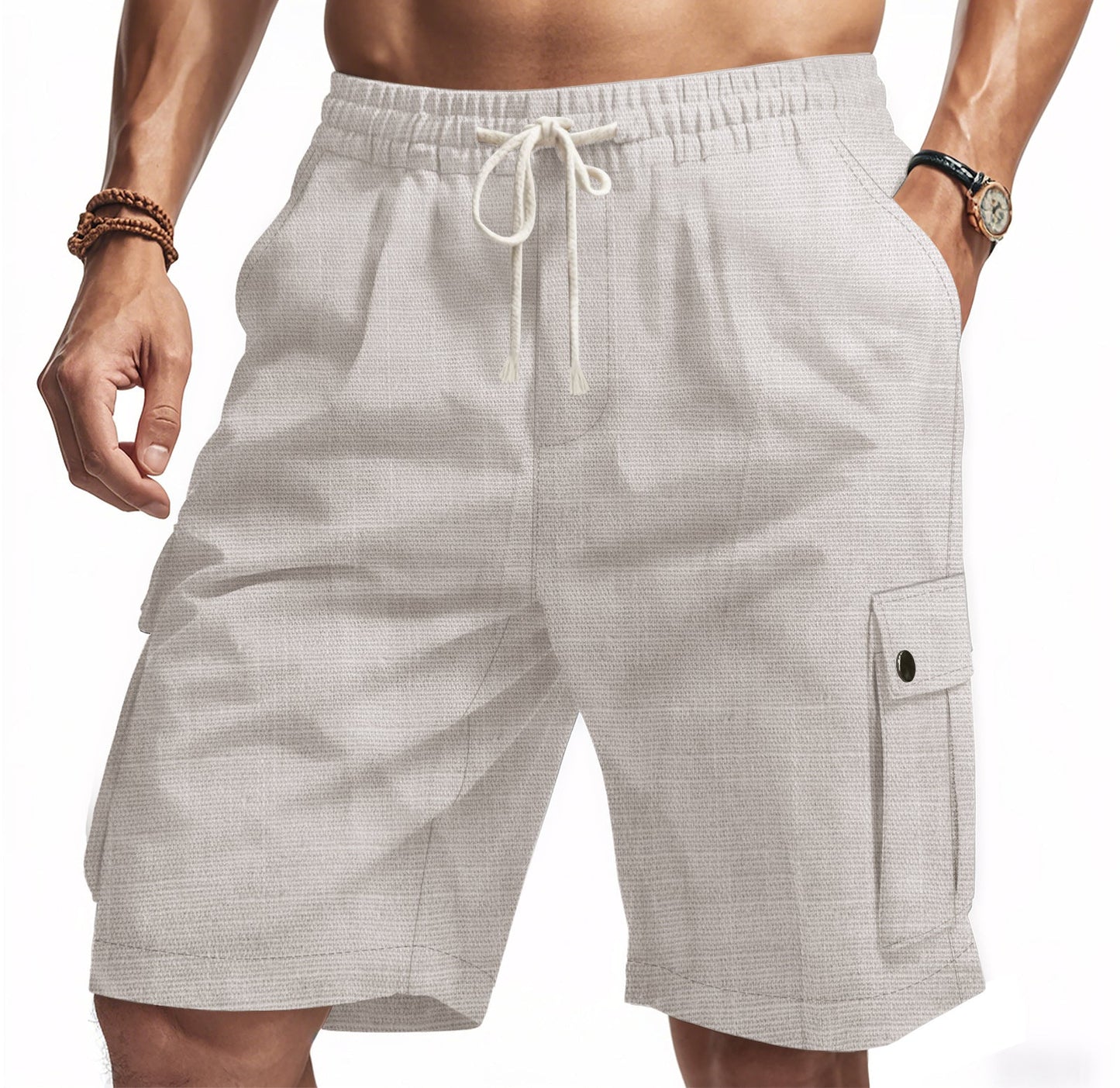 Short cargo homme – Coupe décontractée – Taille élastique – Tissu respirant – Multi-poches