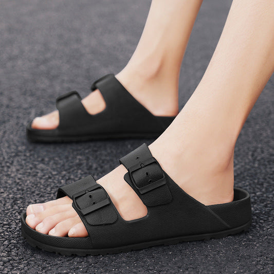 Sandales homme – Bout ouvert – Brides réglables à boucle – Semelle épaisse confort