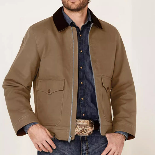 Veste homme – Coupe régulière – Coton mélangé – Fermeture zippée – Poches à rabat
