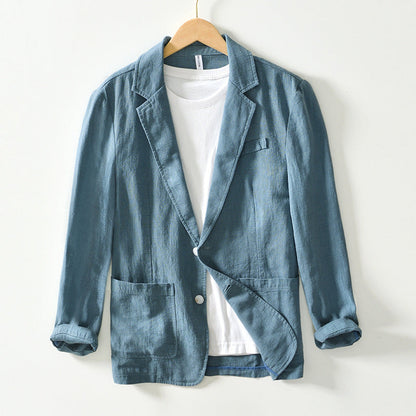 Veste homme – Blazer décontracté – Coton lin – Coupe ample – Style casual