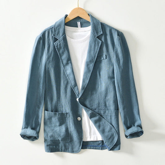 Veste homme – Blazer décontracté – Coton lin – Coupe ample – Style casual