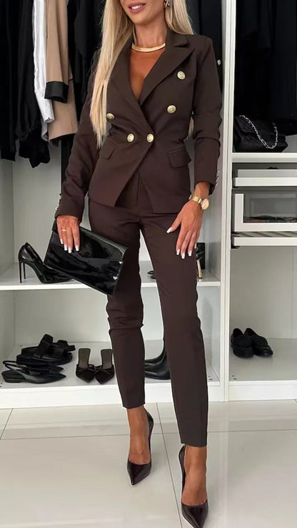 Veste blazer femme – Coupe slim – Double boutonnage – Revers tailleur – Style habillé