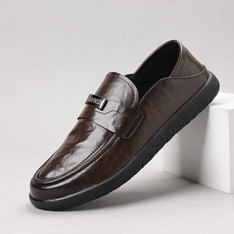 Mocassins homme – Cuir lisse – Enfilage facile – Semelle en caoutchouc – Style habillé