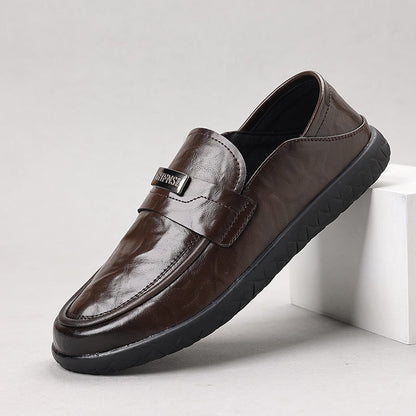 Mocassins homme – Cuir lisse – Enfilage facile – Semelle en caoutchouc – Style habillé