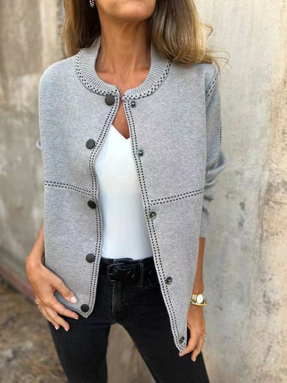 Cardigan femme – Coupe ample – Maille douce – Col rond – Fermeture boutonnée