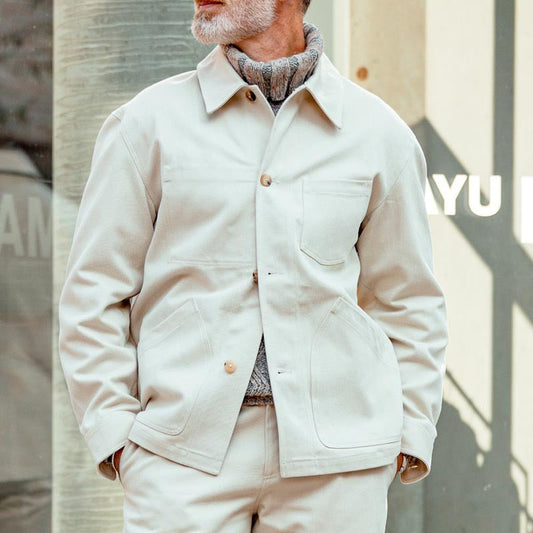 Veste de travail homme – Coton résistant – Coupe structurée – Poches utilitaires – Boutons devant