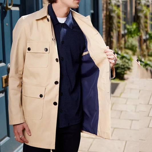 Veste utilitaire homme – Coupe droite – Coton mélangé – Multipoche – Boutonnée devant