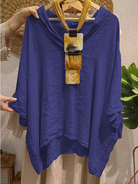 Blouse femme – Linnen – Coupe oversize – Capuche – Longue – Style décontracté