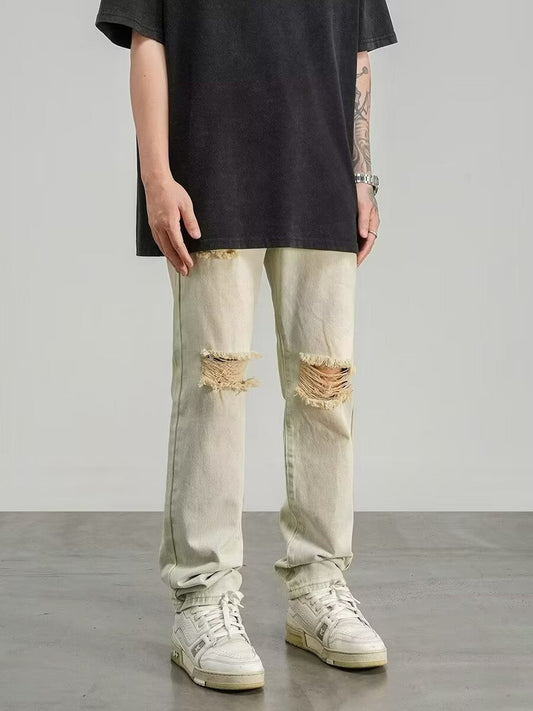 Jean slim homme – Coupe droite – Look usé – Style streetwear décontracté