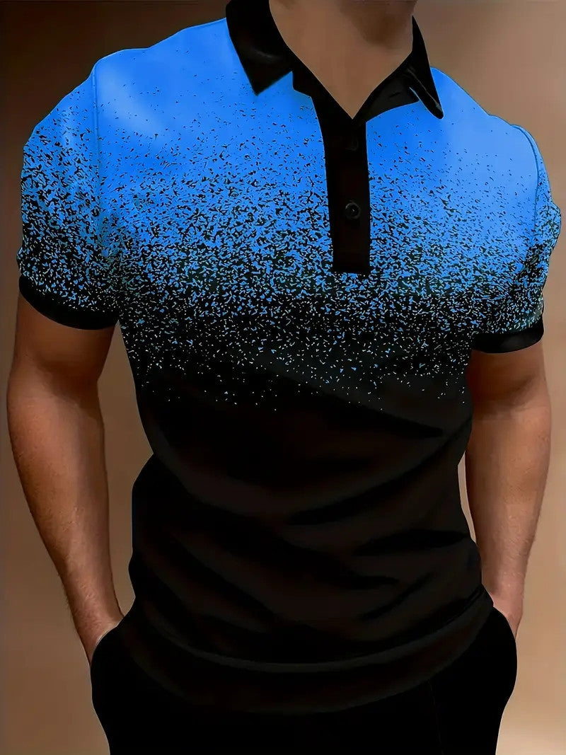 Polo homme – Coupe slim – Motif dégradé – Tissu respirant – Style décontracté