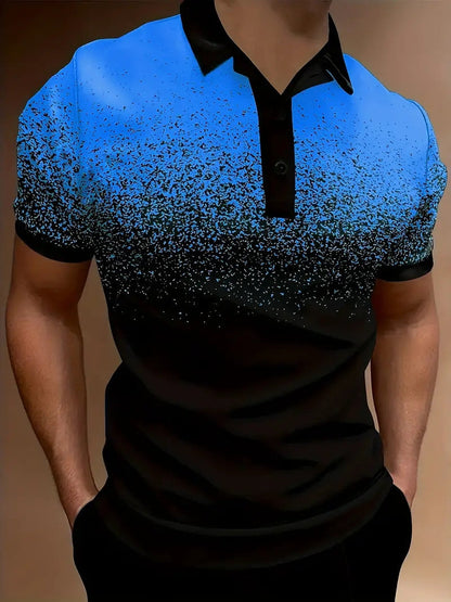 Polo homme – Coupe slim – Motif dégradé – Tissu respirant – Style décontracté