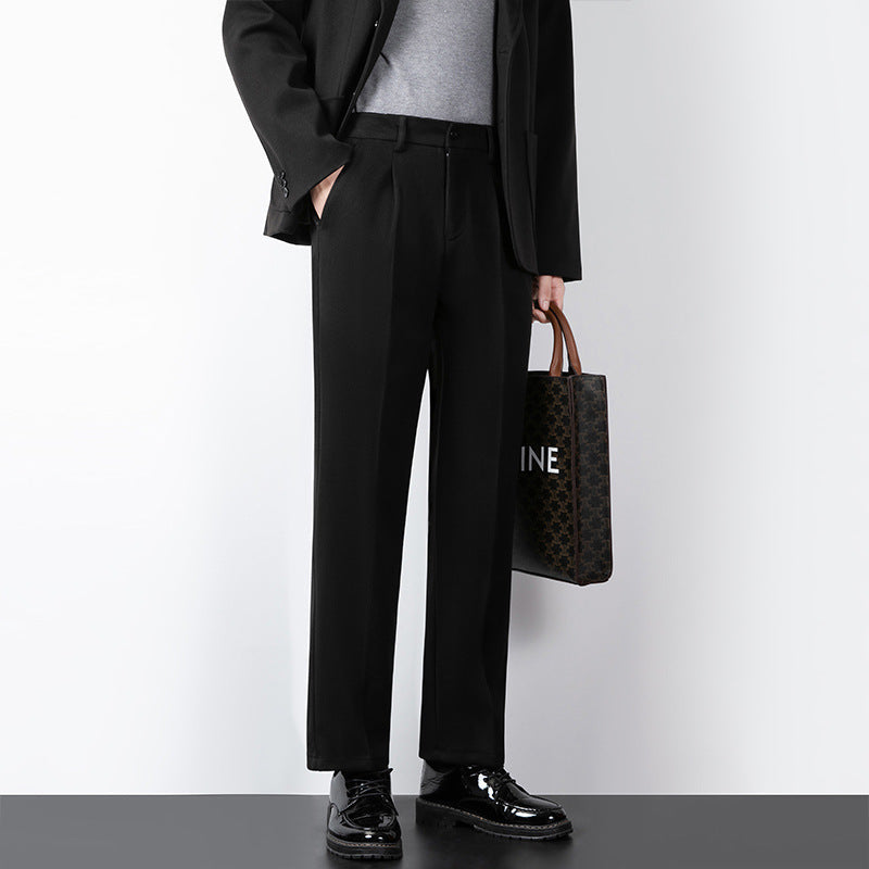 Pantalon homme habillé – Coupe slim – Tissu doux structuré – Longueur classique
