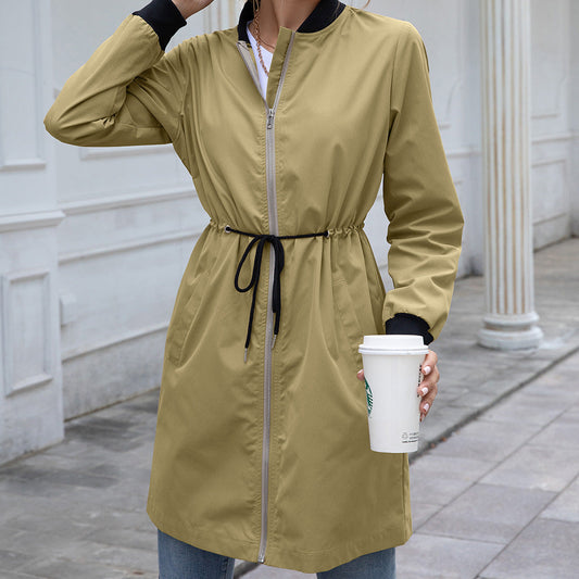 Veste imperméable femme – Coupe droite – Capuche – Taille ajustable – Mi-longue