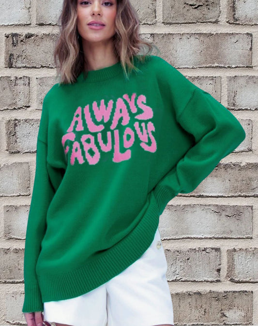 Pull femme – Coupe décontractée – Tricot doux – Motif texte audacieux devant