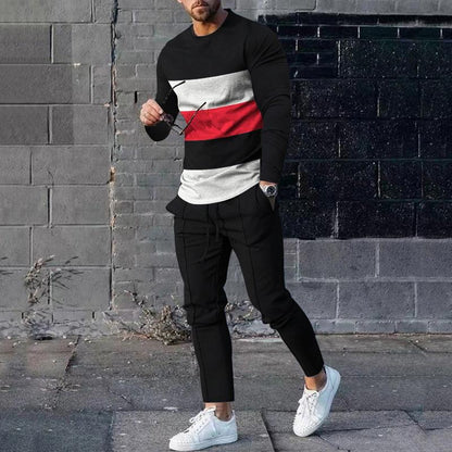 Survêtement homme – Coupe slim – Col rond – Imprimé 3D – Pantalon fuselé