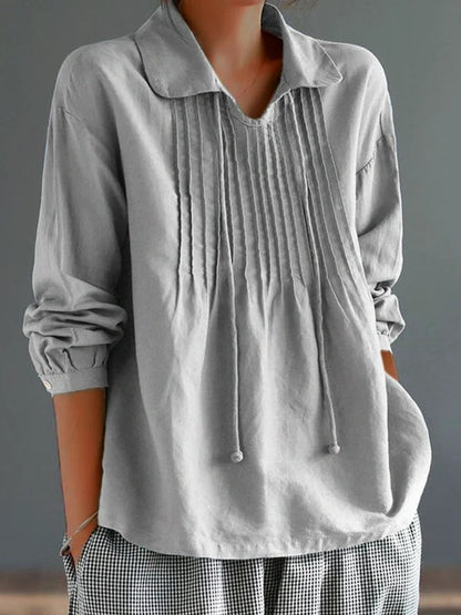 Chemise femme à manches longues – Coupe décontractée – Tissu respirant – Col classique