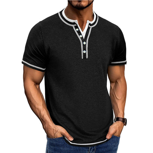 T-shirt Henley homme – Coton doux – Coupe confortable – Patte boutonnée