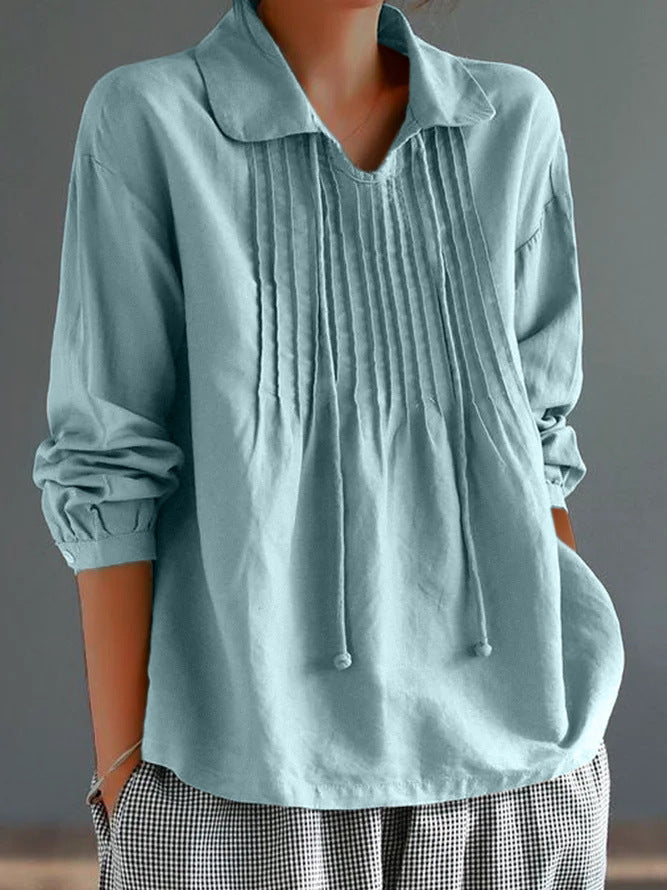 Chemise femme à manches longues – Coupe décontractée – Tissu respirant – Col classique