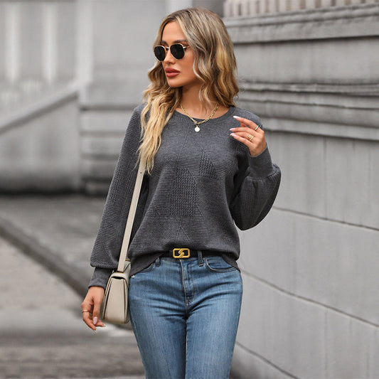 Sweatshirt femme – Maille douce – Coupe ample – Motif texturé – Col rond