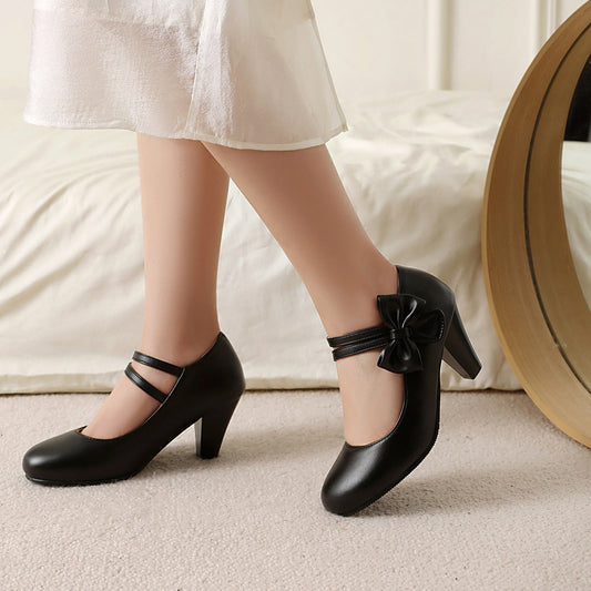 Chaussures à talons pour femme – Bout fermé – Double bride – Nœud élégant