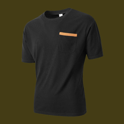 T-shirt homme – Coupe décontractée – Tissu respirant – Poche poitrine contrastée