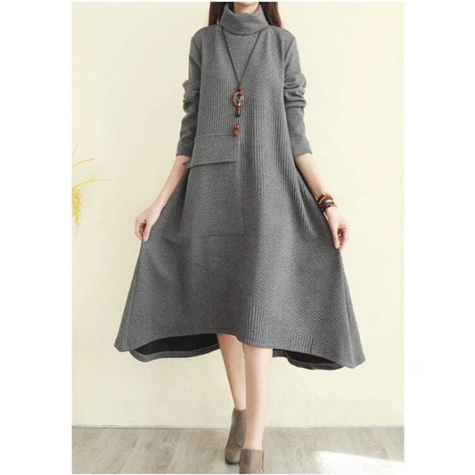Robe pull à col roulé pour femme - Manches longues - Coupe ample et décontractée