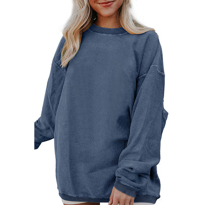 Sweat-shirt femme – Coupe oversize – Manches longues – Col rond – Coton doux