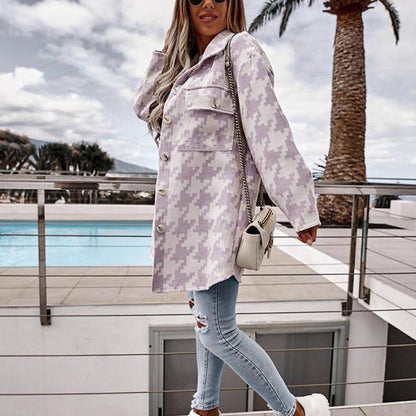 Veste femme oversize – Coupe ample – Tissu coton – Boutonnage – Poches poitrine