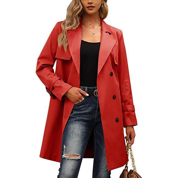 Manteau long femme – Coupe cintrée – Laine – Double boutonnage – Style formel