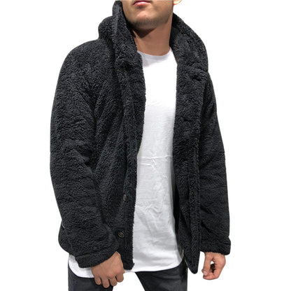 Veste à capuche homme – Polaire douce – Coupe décontractée – Fermeture à boutons
