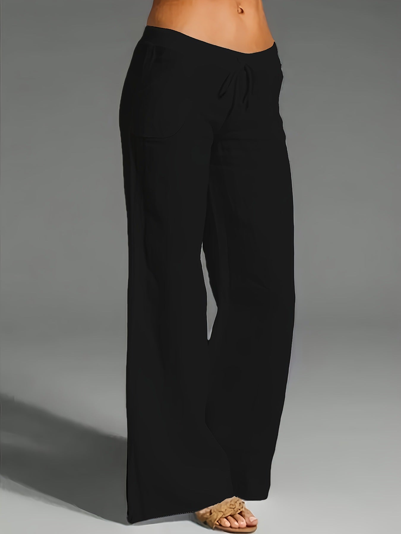 Pantalon large femme – Coton léger – Taille élastique – Style décontracté