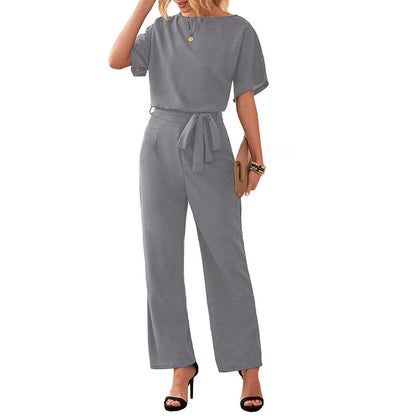 Combinaison femme – Coupe ample – Jambes larges – Taille réglable – Tissu léger