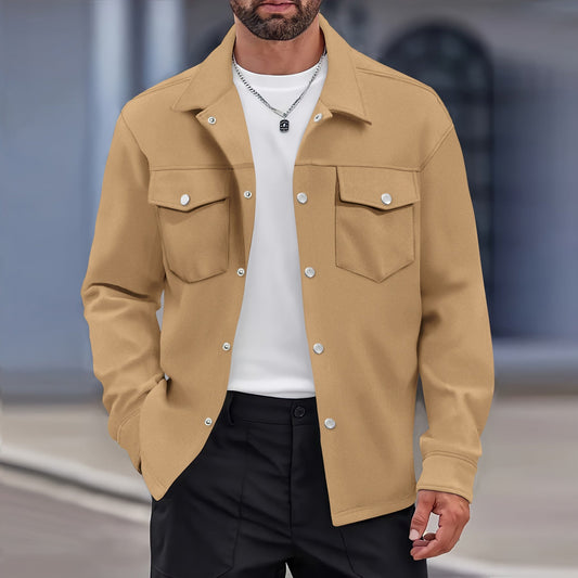 Veste de transition homme – Coupe moderne – Tissu effet laine – Boutonnage – Poches poitrine
